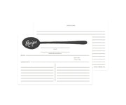 Black and white recipe card with spoon graphic on a white background
