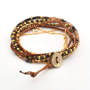 Clasp View Coffee Crystal Stone Wrap Stone Bracelet