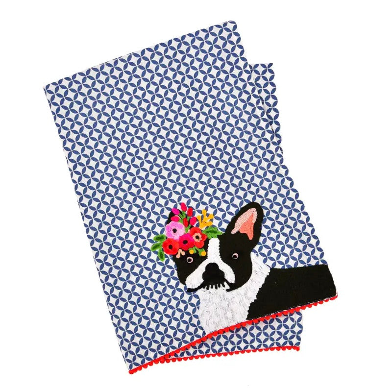 Clever French Bull Dog Tea Towel