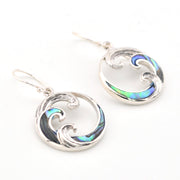 Close Up Abalone Wave Dangle Earrings