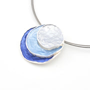 Close Up Blue Three Circles Layered Pendant Necklace