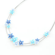 Close Up Blue Turquoise Flowers Necklace