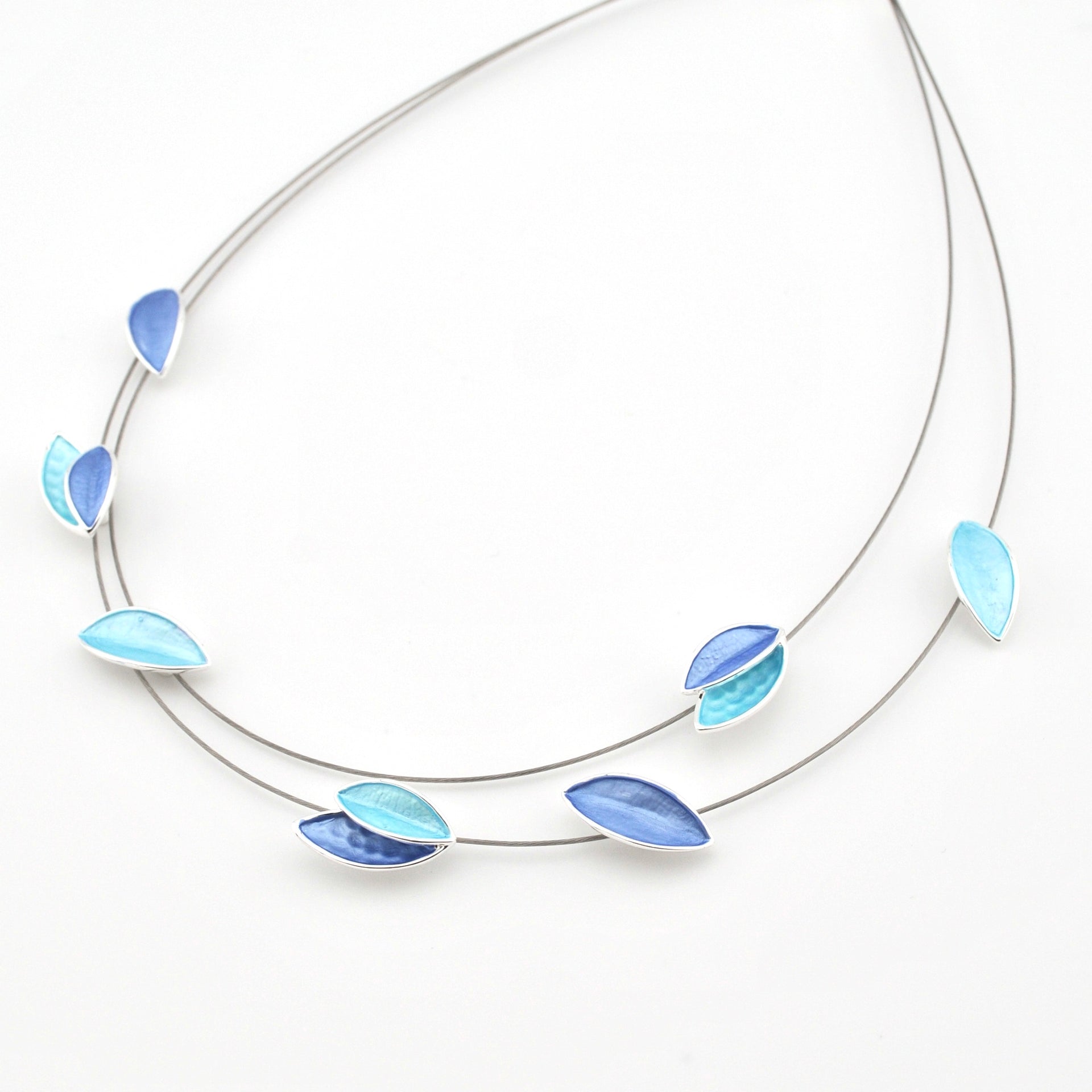 Close Up Blue Turquoise Leaf Necklace