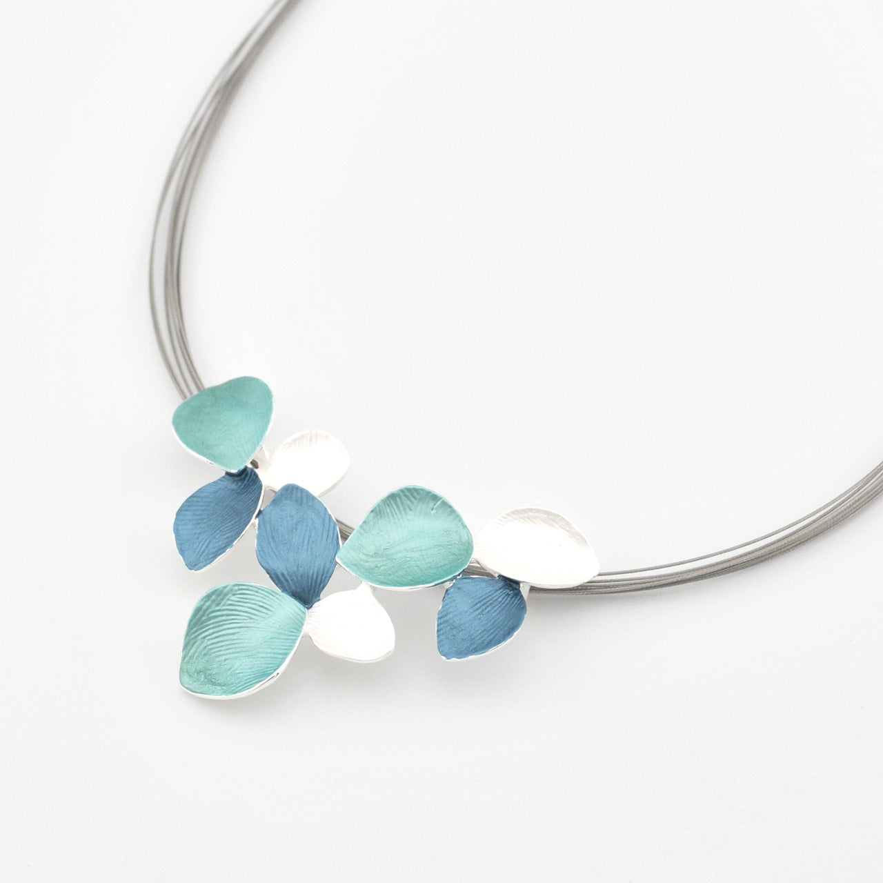 Close Up Blue Turquoise Multi Lily Pendant Necklace