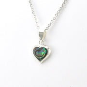 Close Up Silver Abalone Heart Necklace