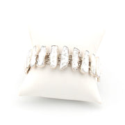 Close Up Silver Biwa Pearl Link Toggle Bracelet
