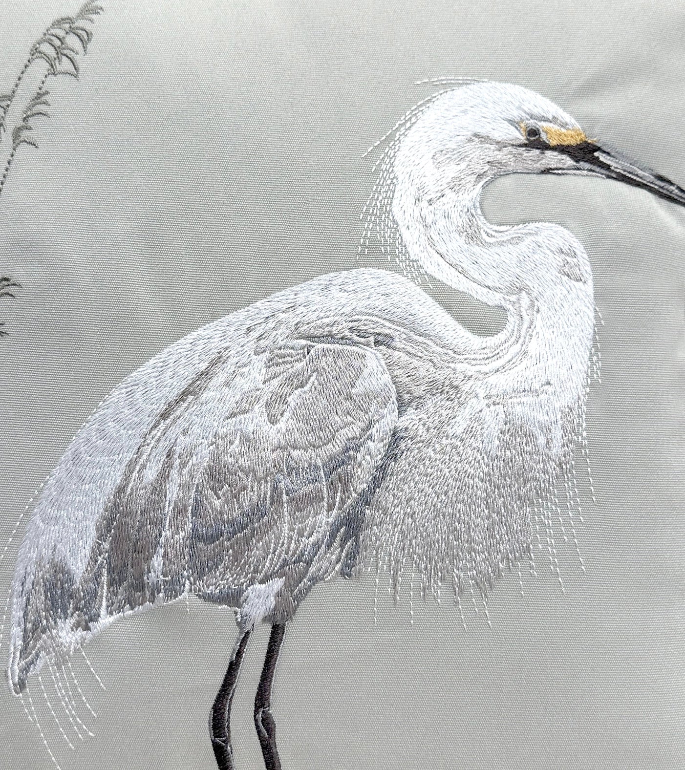 Close Up White Egret Lumbar Indoor Pillow