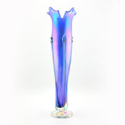 Iridescent glass vase on a white background