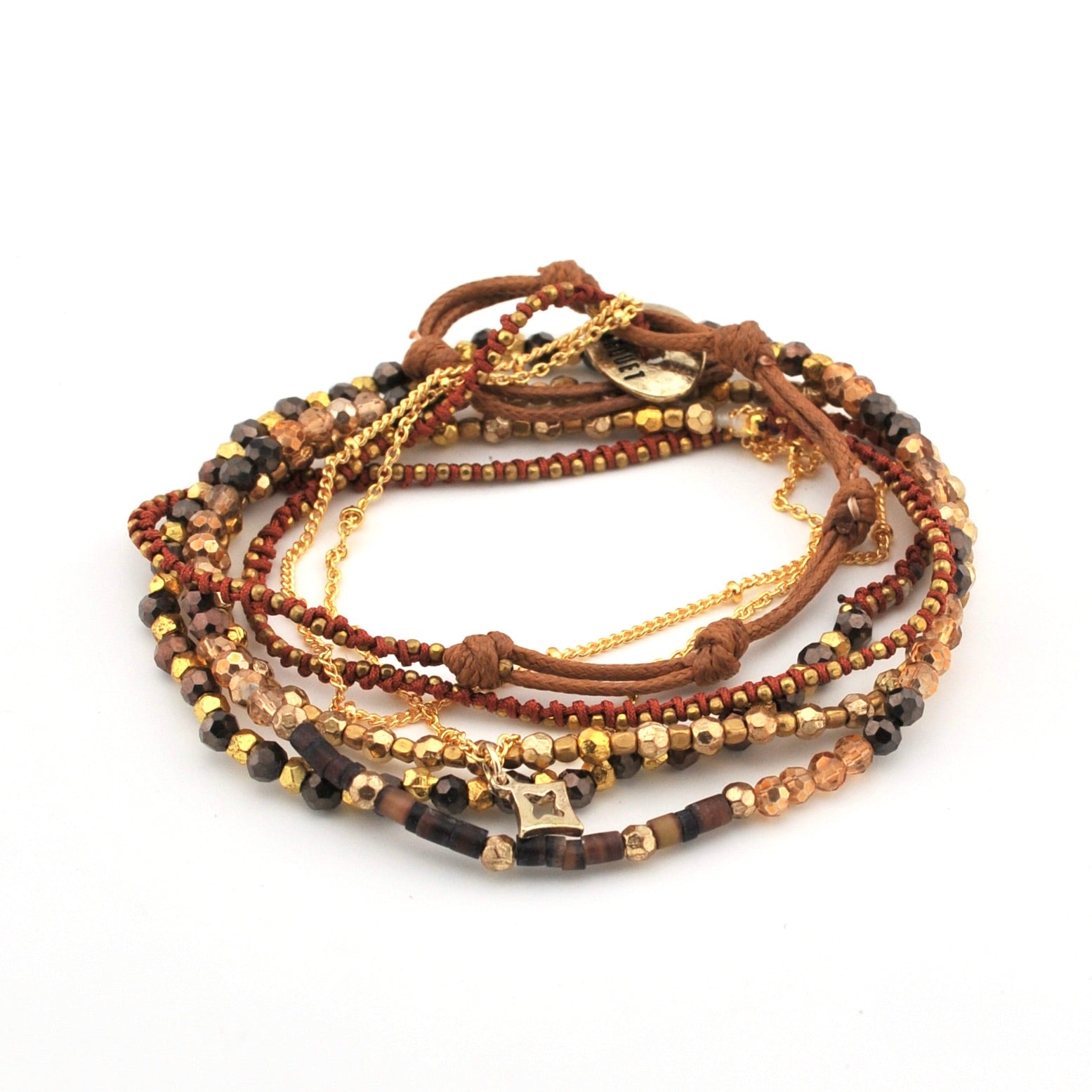 Coffee Crystal Stone Wrap Stone Bracelet