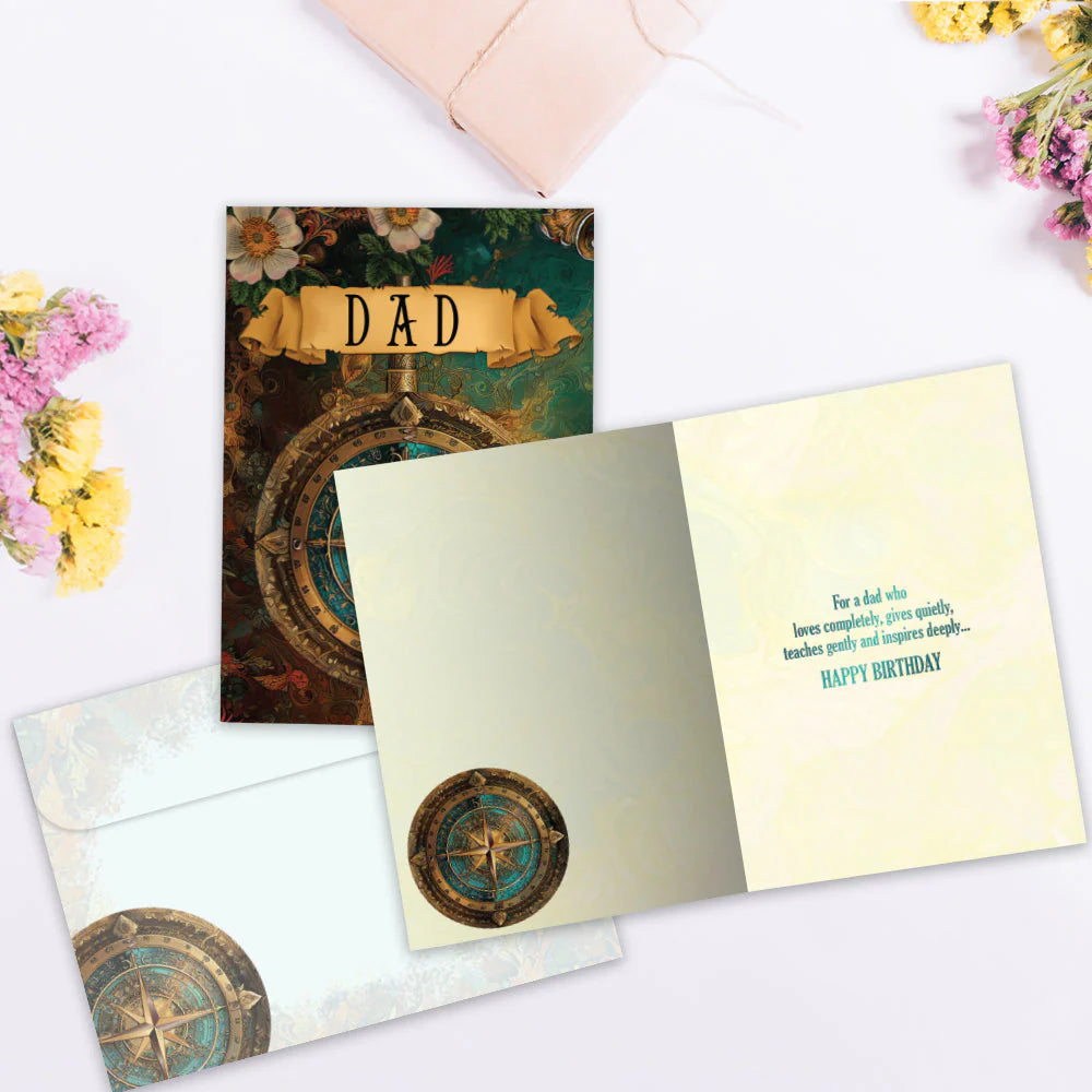 Compass Dad Birthday Card Inside