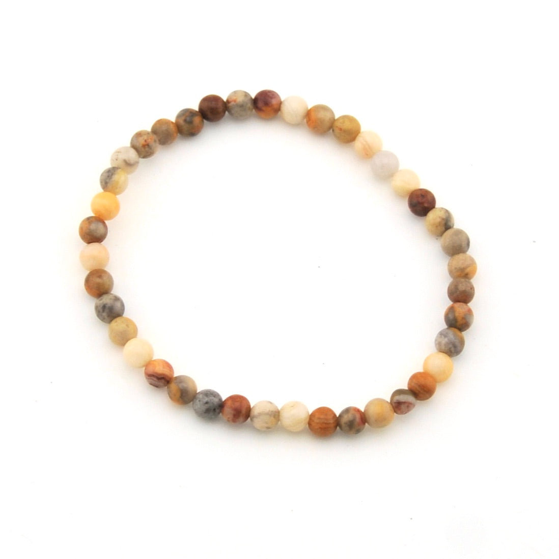Multicolored beaded bracelet on a white background