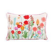 Decorative pillow with colorful floral pattern on a white background