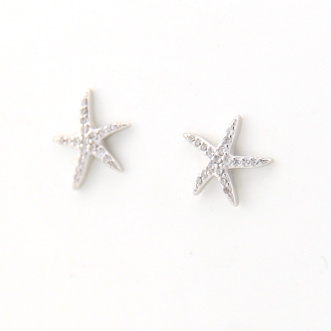 Cubic Zirconia Starfish Post Earrings