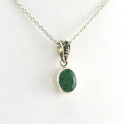 Alt View Sterling Silver Emerald 6x8mm Oval Necklace