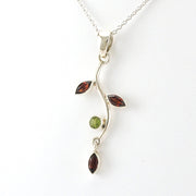 Side View Sterling Silver Tourmaline Peridot Branch Necklace