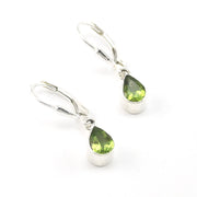 Silver Peridot 5x7mm Tear Dangle Earrings