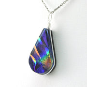 Rainbow Purple Dichroic Glass Tear Pendant