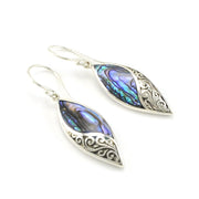 Sterling Silver Abalone Marquise Bali Earrings