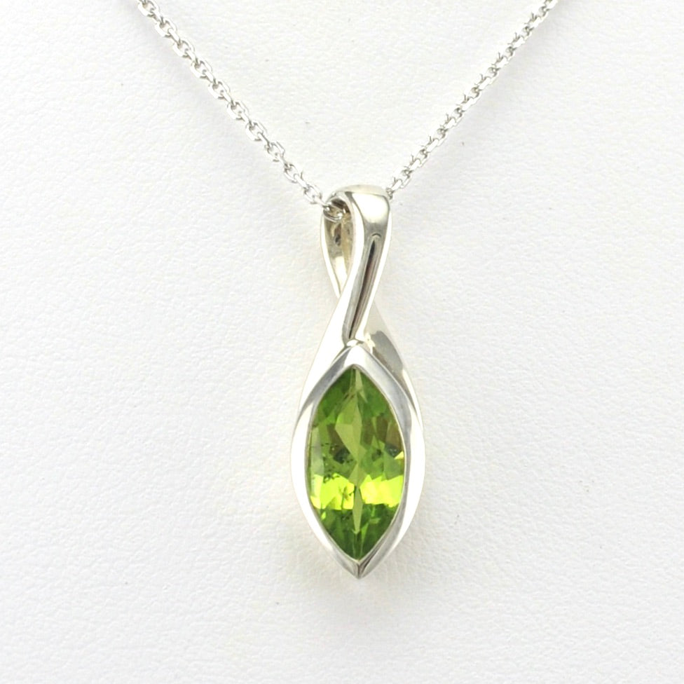 Alt View Sterling Silver Peridot 5x12mm Marquise Necklace