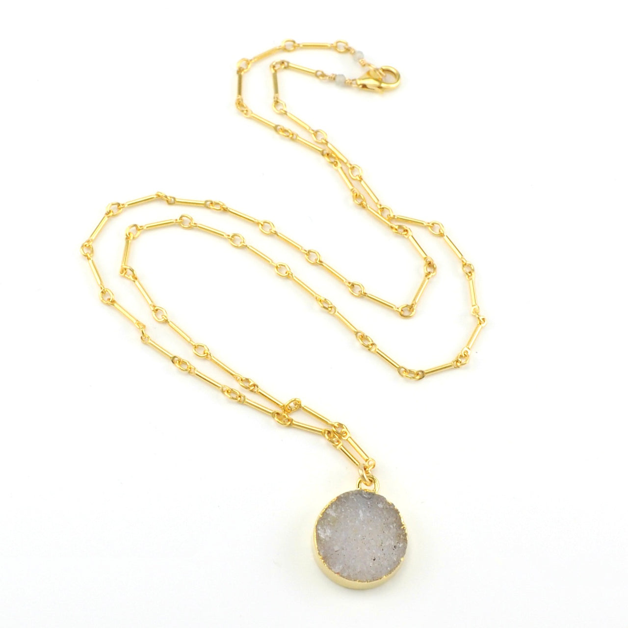 14k Gold Fill Round Druzy Agate Necklace