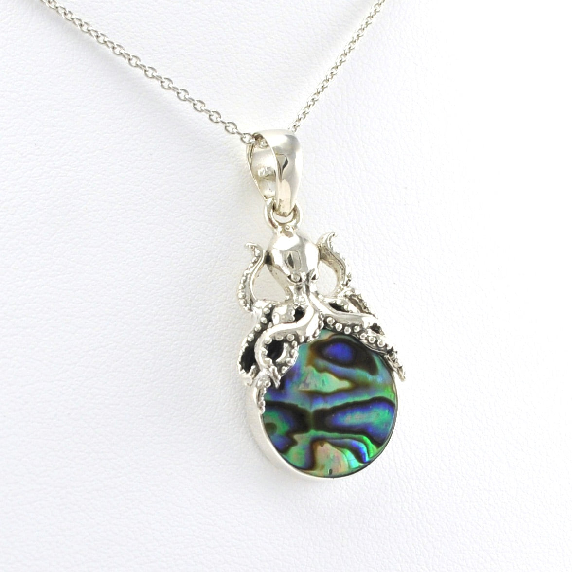 Sterling Silver Abalone with Octopus Necklace