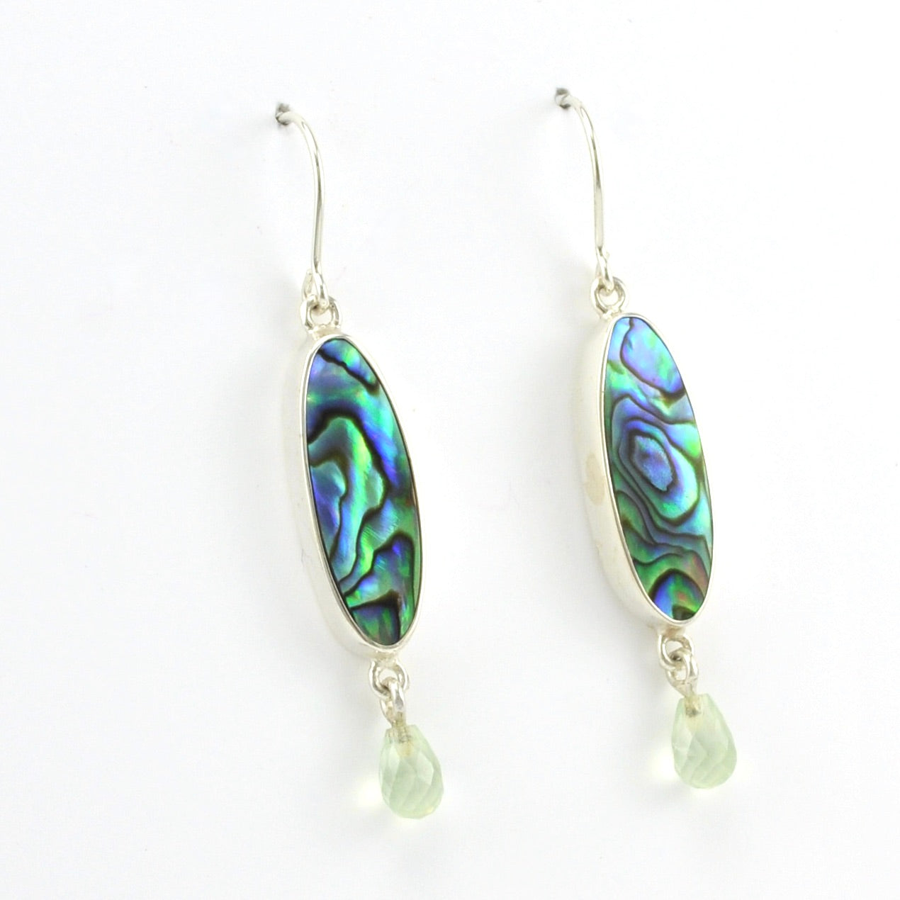 Alternate View Sterling Silver Abalone Shell Prehnite Earrings