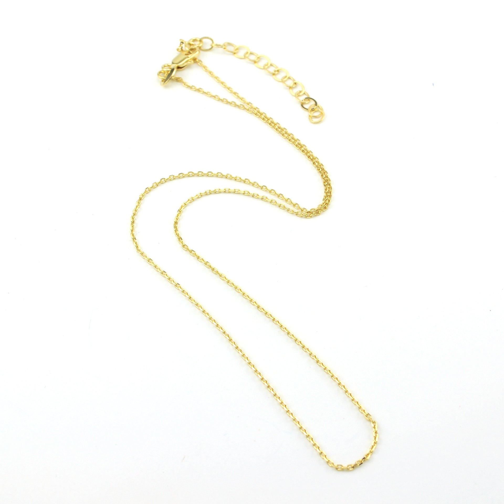 18k Gold Fill 16 Inch Diamond Cut Cable .9mm Chain with Extender