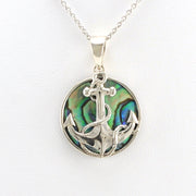 Alt View Sterling Silver Abalone Anchor Necklace