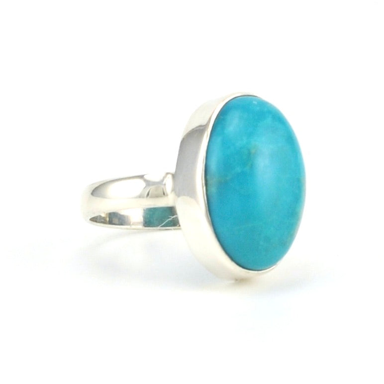 Side View Sterling Silver Arizona Turquoise 11x17mm Oval Ring