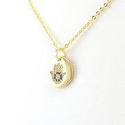 Side View 18k Gold Fill Cubic Zirconia Hamsa Necklace