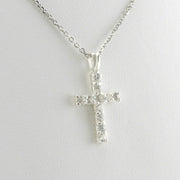 Alt View Sterling Silver Cubic Zirconia Cross Necklace