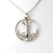 Alt View Sterling Silver Anchor Round Pendant
