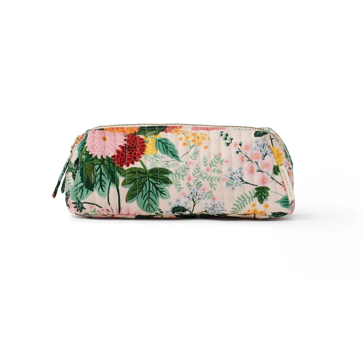 Floral patterned pouch on a white background