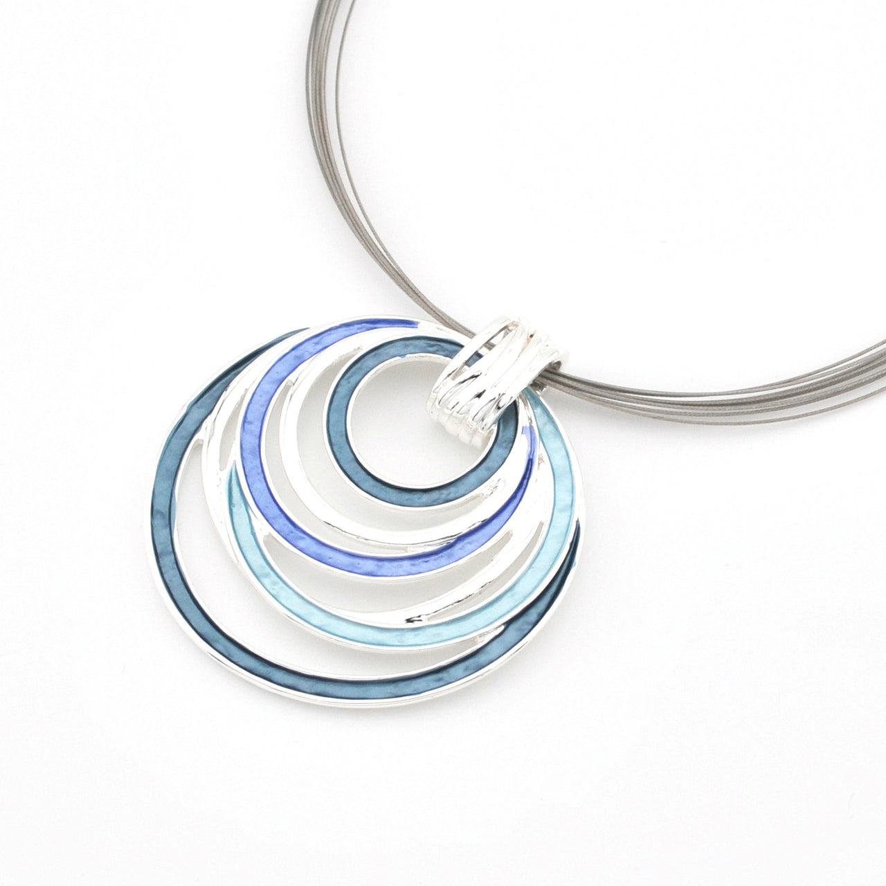 Detail Blue Turquoise Multi Circle Pendant Necklace