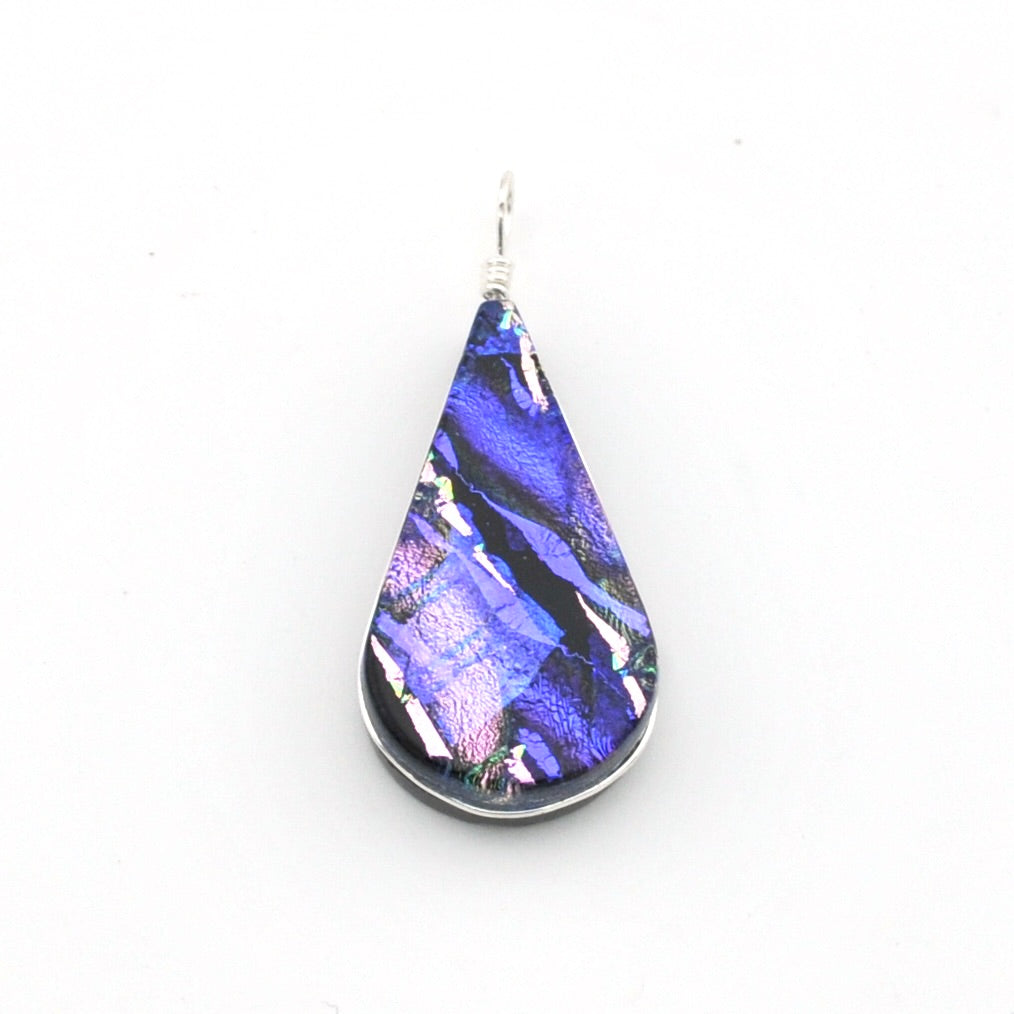 Dichroic Glass Lilac Tear Pendant