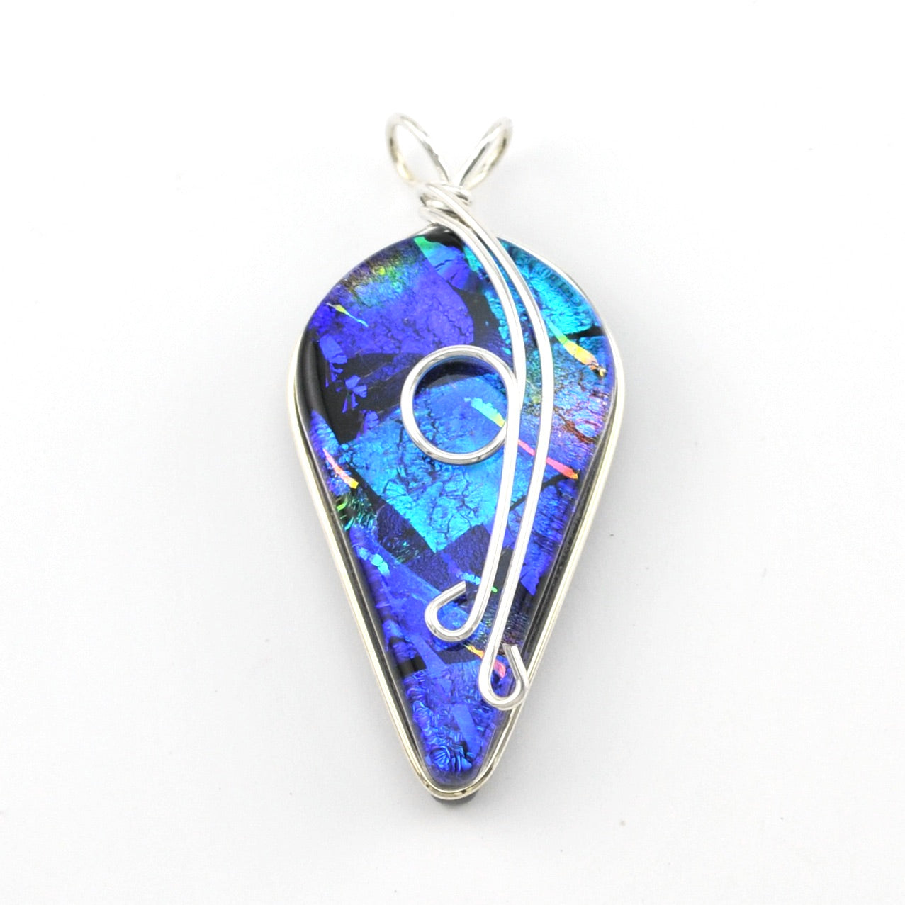 Dichroic Glass Rainbow Blue Wisteria Pendant