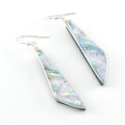 Dichroic Glass Silver Comet Dangle Earrings