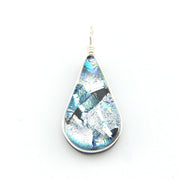 Dichroic Glass Silver Small Teardrop Pendant