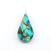 Dichroic Glass Teal Green Teardrop Pendant