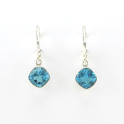 Alt View Sterling Silver Blue Topaz 8mm Offset Square Earrings