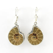 Alt View Sterling Silver Ammonite Bali Dangle Earrings