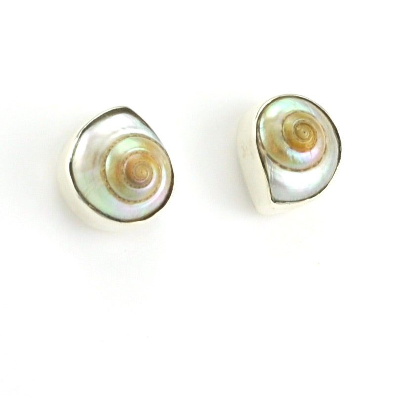 Side View Sterling Silver Malabar Shell Post Earrings