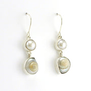 Side View Sterling Silver Pearl Malabar Shell Earrings