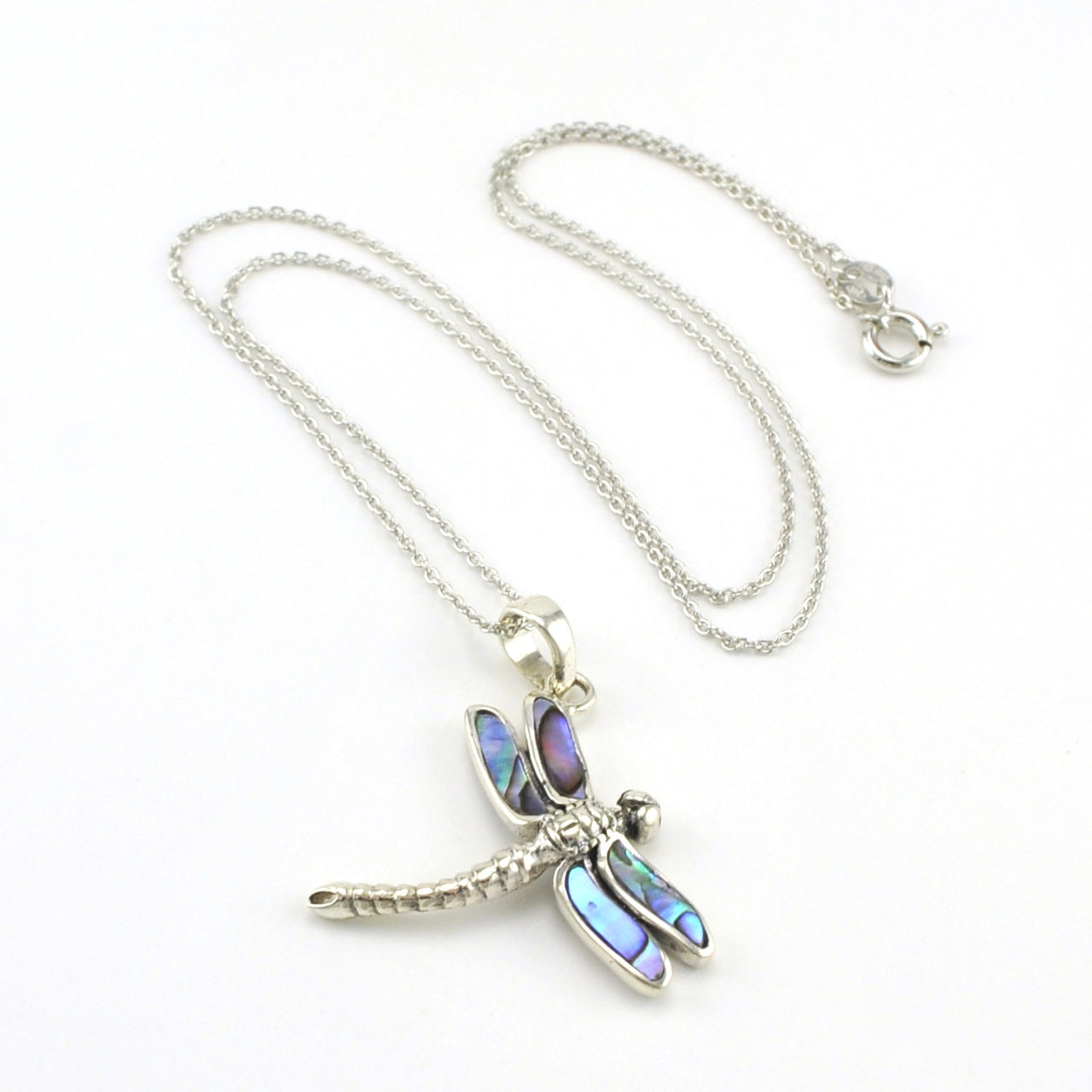 Sterling Silver Abalone Dragonfly Necklace