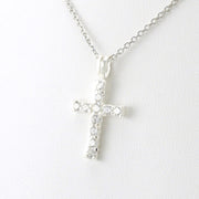 Side View Sterling Silver Cubic Zirconia Cross Necklace