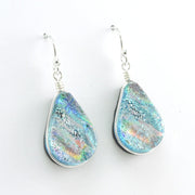 Alternate View Dichroic Glass Silver Lotus Dangle Earrings