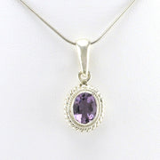 Alt View Sterling Silver Amethyst 7x9mm Oval Pendant