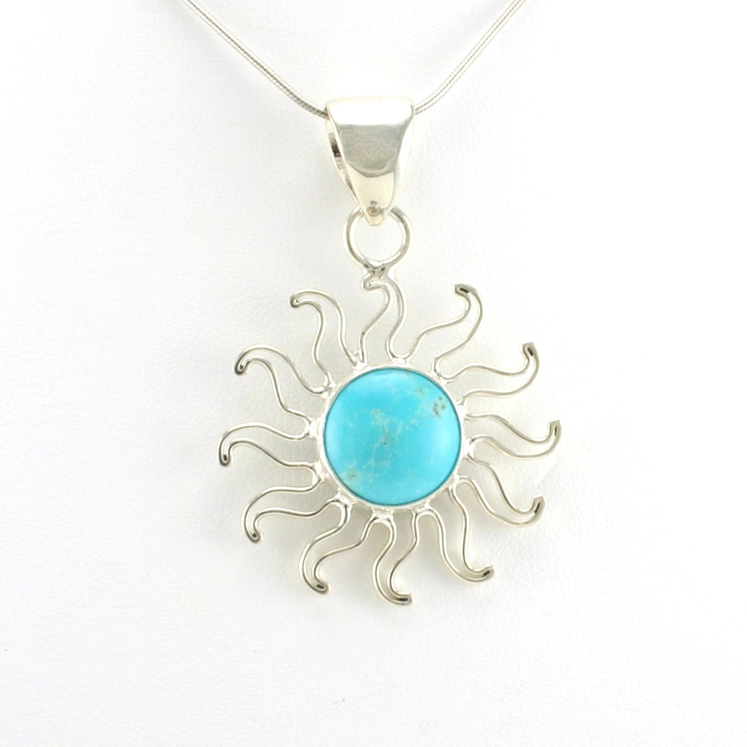 Alt View Sterling Silver Turquoise Sun Pendant