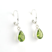 Alternate View Silver Peridot 7x10mm Tear Dangle Earrings