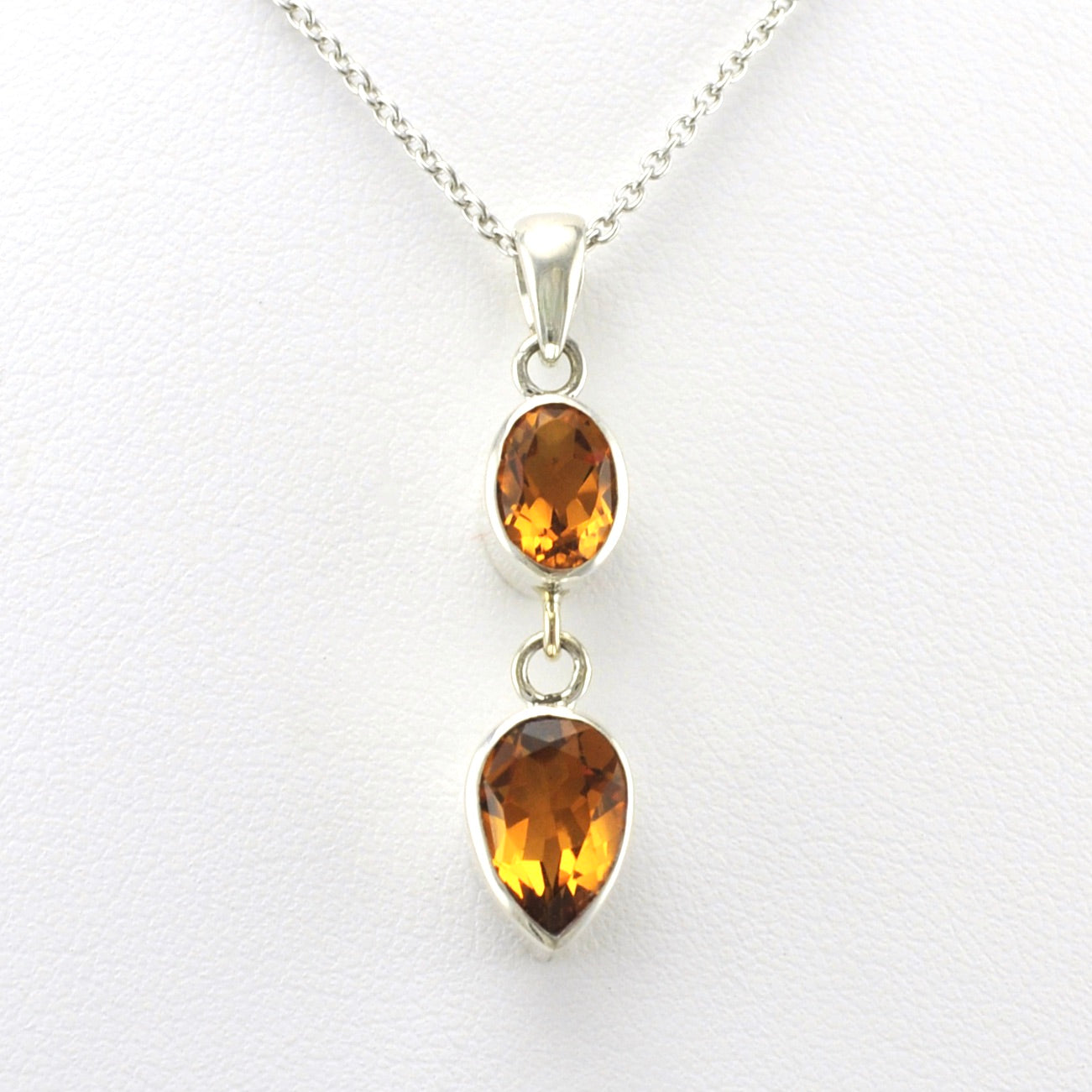Alt View Sterling Silver Citrine Oval Pear Necklace